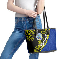 Federated States Of Micronesia FSM Leather Tote Bag Pacific Islander Tribal Swirl Geometric Pattern