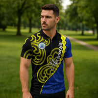 Federated States Of Micronesia FSM Zipper Polo Shirt Pacific Islander Tribal Swirl Geometric Pattern TS04 - Polynesian Pride