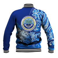 Micronesia Sea Turtle Baseball Jacket Federated States Of Micronesia Tribal Floral Pattern TS04 - Polynesian Pride
