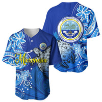 Micronesia Sea Turtle Baseball Jersey Federated States Of Micronesia Tribal Floral Pattern TS04 - Polynesian Pride