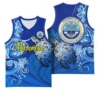 Micronesia Sea Turtle Basketball Jersey Federated States Of Micronesia Tribal Floral Pattern TS04 - Polynesian Pride