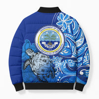 Micronesia Sea Turtle Bomber Puffer Jacket Federated States Of Micronesia Tribal Floral Pattern TS04 - Polynesian Pride