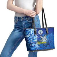 Micronesia Sea Turtle Leather Tote Bag Federated States Of Micronesia Tribal Floral Pattern TS04 - Polynesian Pride