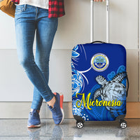Micronesia Sea Turtle Luggage Cover Federated States Of Micronesia Tribal Floral Pattern TS04 - Polynesian Pride