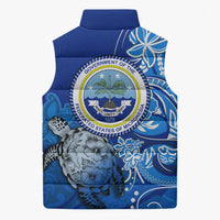 Micronesia Sea Turtle Sleeveless Puffer Jacket Federated States Of Micronesia Tribal Floral Pattern TS04 - Polynesian Pride