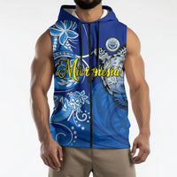 Micronesia Sea Turtle Sleeveless Zip Hoodie Federated States Of Micronesia Tribal Floral Pattern TS04 - Polynesian Pride