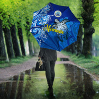 Micronesia Sea Turtle Umbrella Federated States Of Micronesia Tribal Floral Pattern TS04 - Polynesian Pride
