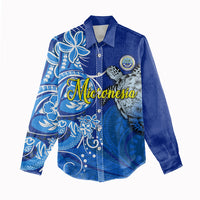 Micronesia Sea Turtle Women Casual Shirt Federated States Of Micronesia Tribal Floral Pattern TS04 - Polynesian Pride