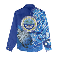 Micronesia Sea Turtle Women Casual Shirt Federated States Of Micronesia Tribal Floral Pattern TS04 - Polynesian Pride