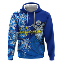 Micronesia Sea Turtle Zip Hoodie Federated States Of Micronesia Tribal Floral Pattern TS04 Pullover Hoodie Blue White - Polynesian Pride