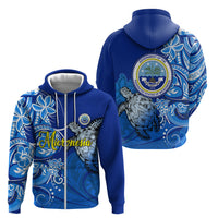 Micronesia Sea Turtle Zip Hoodie Federated States Of Micronesia Tribal Floral Pattern TS04 - Polynesian Pride