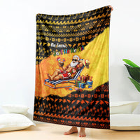 Tropical Christmas In July Santa Claus Blanket Festive Hawaiian With Beach Reindeer Sleigh