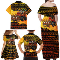 Tropical Christmas In July Santa Claus Family Matching Off Shoulder Maxi Dress and Hawaiian Shirt Festive Hawaiian With Beach Reindeer Sleigh