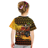 Tropical Christmas In July Santa Claus Kid T Shirt Festive Hawaiian With Beach Reindeer Sleigh