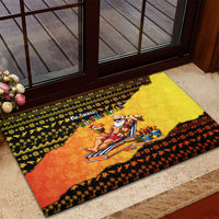 Tropical Christmas In July Santa Claus Rubber Doormat Festive Hawaiian With Beach Reindeer Sleigh