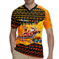 Tropical Christmas In July Santa Claus Rugby Jersey Festive Hawaiian With Beach Reindeer Sleigh