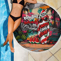 Tropical Christmas In July Candy Cane Surf Beach Blanket Vibrant Street Art Beach Graffiti Graphic