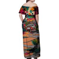 Tropical Christmas In July Candy Cane Surf Family Matching Off Shoulder Maxi Dress and Hawaiian Shirt Vibrant Street Art Beach Graffiti Graphic