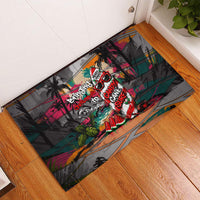 Tropical Christmas In July Candy Cane Surf Rubber Doormat Vibrant Street Art Beach Graffiti Graphic