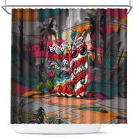Tropical Christmas In July Candy Cane Surf Shower Curtain Vibrant Street Art Beach Graffiti Graphic