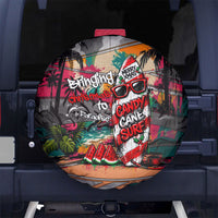 Tropical Christmas In July Candy Cane Surf Spare Tire Cover Vibrant Street Art Beach Graffiti Graphic