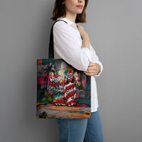 Tropical Christmas In July Candy Cane Surf Tote Bag Vibrant Street Art Beach Graffiti Graphic
