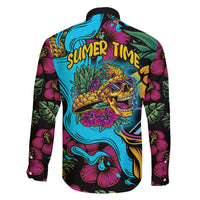 Pineapple Skull Family Matching Tank Maxi Dress and Hawaiian Shirt Sumer Time TS04 - Polynesian Pride