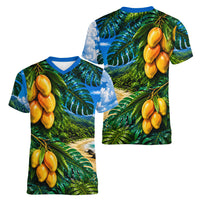Hawaiian Mango Tropical Beach Women V-Neck T-Shirt Scenic Island Nature Exotic Fruit Graphic TS04 - Polynesian Pride