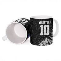 Personalized New Zealand Kiwi Bird Ceramic Mug Grunge Maori Tribal Pattern Silver Fern