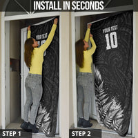 Personalized New Zealand Kiwi Bird Door Cover Grunge Maori Tribal Pattern Silver Fern