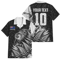 Personalized New Zealand Kiwi Bird Family Matching Tank Maxi Dress and Hawaiian Shirt Grunge Maori Tribal Pattern Silver Fern TS04 Dad's Shirt - Short Sleeve Black White - Polynesian Pride