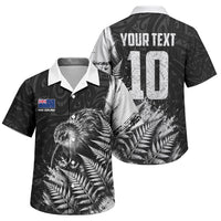 Personalized New Zealand Kiwi Bird Family Matching Tank Maxi Dress and Hawaiian Shirt Grunge Maori Tribal Pattern Silver Fern TS04 Son's Shirt Black White - Polynesian Pride