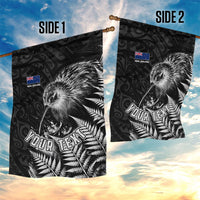 Personalized New Zealand Kiwi Bird Garden Flag Grunge Maori Tribal Pattern Silver Fern
