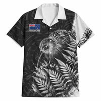 Personalized New Zealand Kiwi Bird Hawaiian Shirt Grunge Maori Tribal Pattern Silver Fern