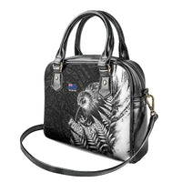 Personalized New Zealand Kiwi Bird Shoulder Handbag Grunge Maori Tribal Pattern Silver Fern
