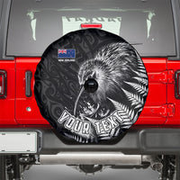 Personalized New Zealand Kiwi Bird Spare Tire Cover Grunge Maori Tribal Pattern Silver Fern