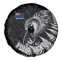 Personalized New Zealand Kiwi Bird Spare Tire Cover Grunge Maori Tribal Pattern Silver Fern