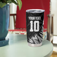 Personalized New Zealand Kiwi Bird Tumbler Cup Grunge Maori Tribal Pattern Silver Fern