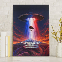 New Zealand Aotearoa Kiwi UFO Canvas Wall Art Sci-Fi Galaxy Sunset Sky Tower And Mountain TS04 Without Frame Blue Red - Polynesian Pride