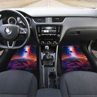 New Zealand Aotearoa Kiwi UFO Car Mats Sci-Fi Galaxy Sunset Sky Tower And Mountain TS04 Set 2pcs - Front Blue Red - Polynesian Pride
