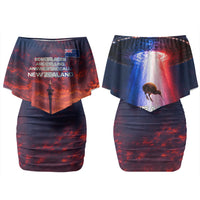 New Zealand Aotearoa Kiwi UFO Couples Matching Off Shoulder Short Dress and Hawaiian Shirt Sci-Fi Galaxy Sunset Sky Tower And Mountain TS04 - Polynesian Pride