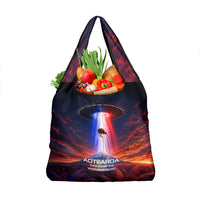 New Zealand Aotearoa Kiwi UFO Grocery Bag Sci-Fi Galaxy Sunset Sky Tower And Mountain TS04 1-pack One Size Blue Red - Polynesian Pride