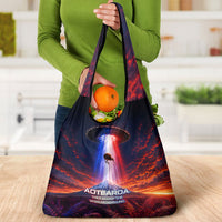 New Zealand Aotearoa Kiwi UFO Grocery Bag Sci-Fi Galaxy Sunset Sky Tower And Mountain TS04 - Polynesian Pride