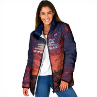 New Zealand Aotearoa Kiwi UFO Padded Jacket Sci-Fi Galaxy Sunset Sky Tower And Mountain
