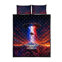 New Zealand Aotearoa Kiwi UFO Quilt Bed Set Sci-Fi Galaxy Sunset Sky Tower And Mountain TS04 - Polynesian Pride