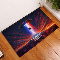 New Zealand Aotearoa Kiwi UFO Rubber Doormat Sci-Fi Galaxy Sunset Sky Tower And Mountain TS04 - Polynesian Pride