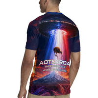 New Zealand Aotearoa Kiwi UFO Rugby Jersey Sci-Fi Galaxy Sunset Sky Tower And Mountain TS04 - Polynesian Pride