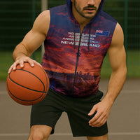 New Zealand Aotearoa Kiwi UFO Sleeveless Zip Hoodie Sci-Fi Galaxy Sunset Sky Tower And Mountain TS04 - Polynesian Pride