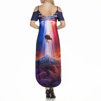 New Zealand Aotearoa Kiwi UFO Summer Maxi Dress Sci-Fi Galaxy Sunset Sky Tower And Mountain TS04 - Polynesian Pride