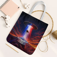 New Zealand Aotearoa Kiwi UFO Tote Bag Sci-Fi Galaxy Sunset Sky Tower And Mountain TS04 White Strap One Size Blue Red - Polynesian Pride